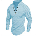 Autumn Men's Casual Zip-Up for POLO Long-Sleeved Sports Shirt with Stand Collar Breathable Knitted