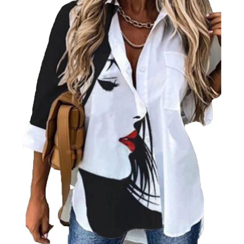 Fashion New Print Shirt Casual Ladies Temperament Long-sleeved Woman Shirt Casual Loose Blouse for Women