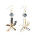 Ready Stock Hawaiian Fashion Black Pearl Mother of Pearl Sea Star Earrings for Women