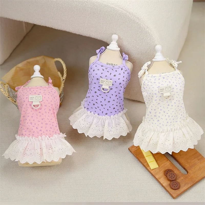 OEM ODM Modern Polyester Dog Dress Skirts New Spring Summer Teddy Bear Floral Print Skirt Wholesale Pet Accessories for Dog Wear