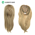 Women Toupee Blonde Human Hair Clip on in Stock Durable Mono 14 Inches Chinese Cuticle Remy Hair Topper