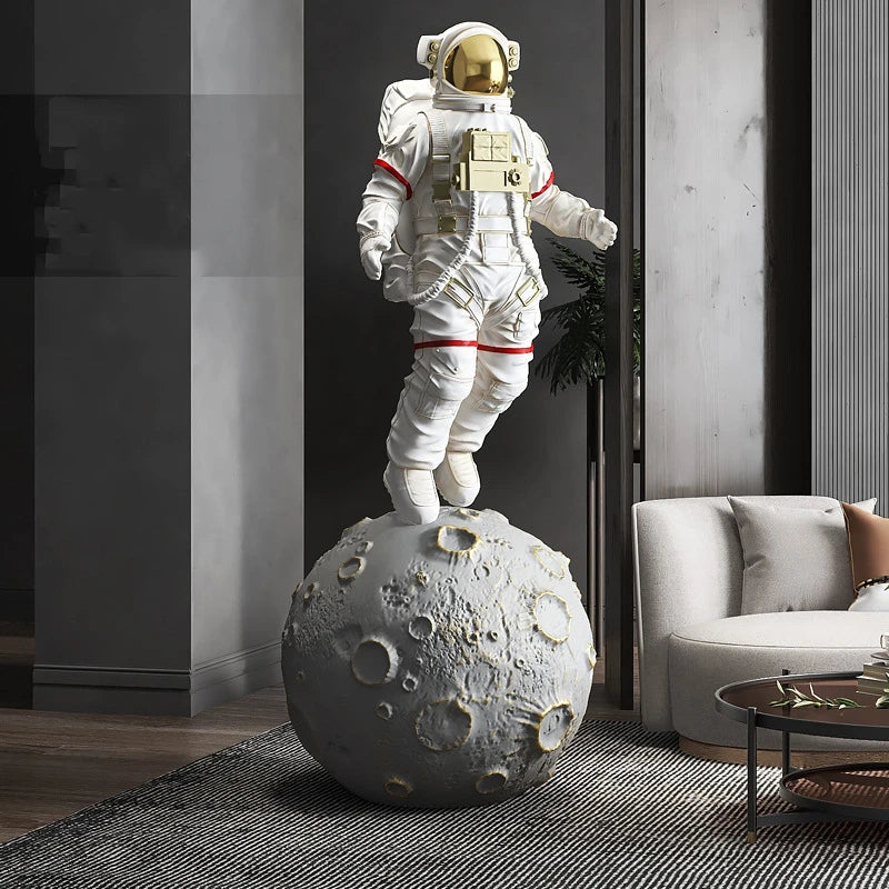 Hot Sale Home Decor Fiberglass Astronaut Standing Moon Sculptures Statue Indoor Home Decoration Astronaut Crafts Ornaments