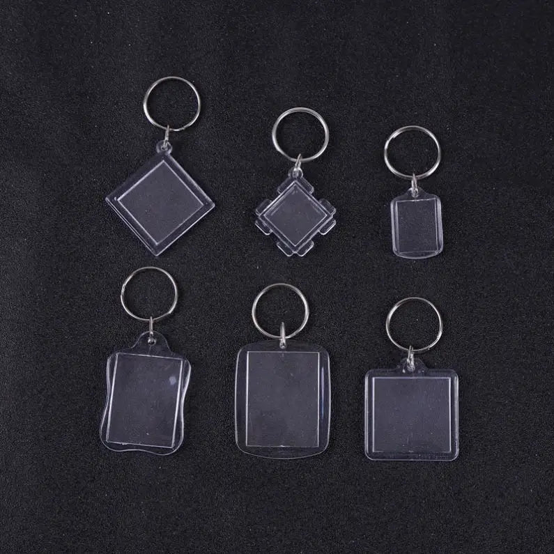Wholesale Acrylic Keyrings Gifts Various Shapes Photo Frame Keychain Picture Insert Plastic Key Chains Mini Photo Album Keychain