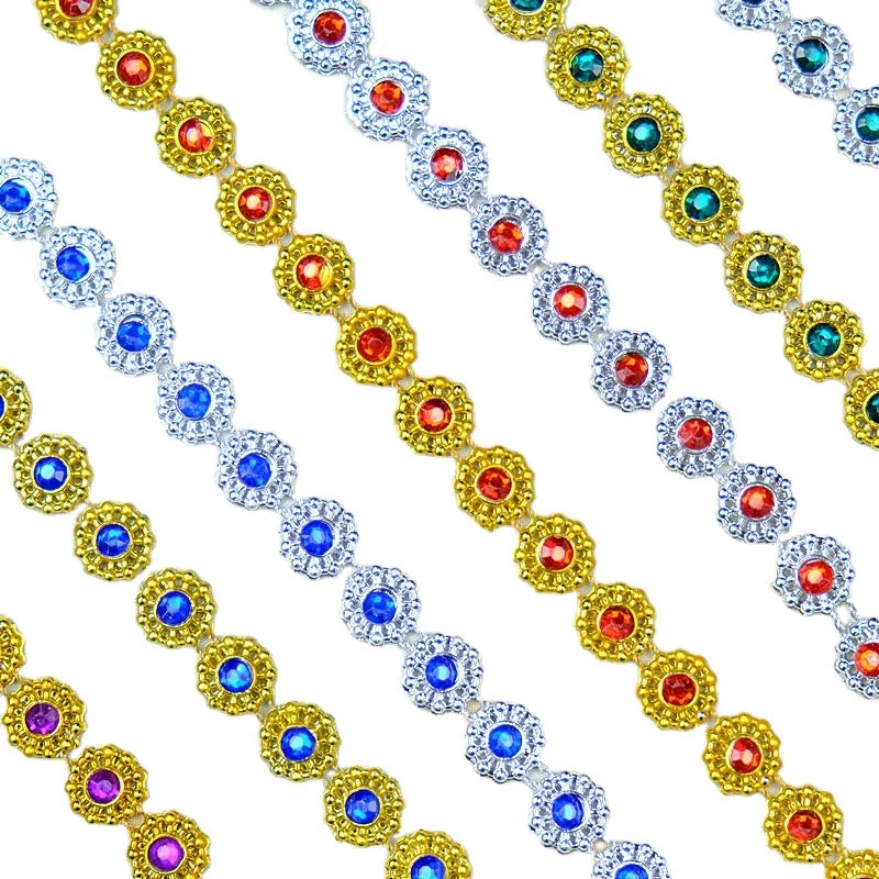 Diy Clothes Accessories Sewing Material Trim Plastic Acrylic plum Flower Rhinestones Chain Costume Dress Upholstery Diamond Lace