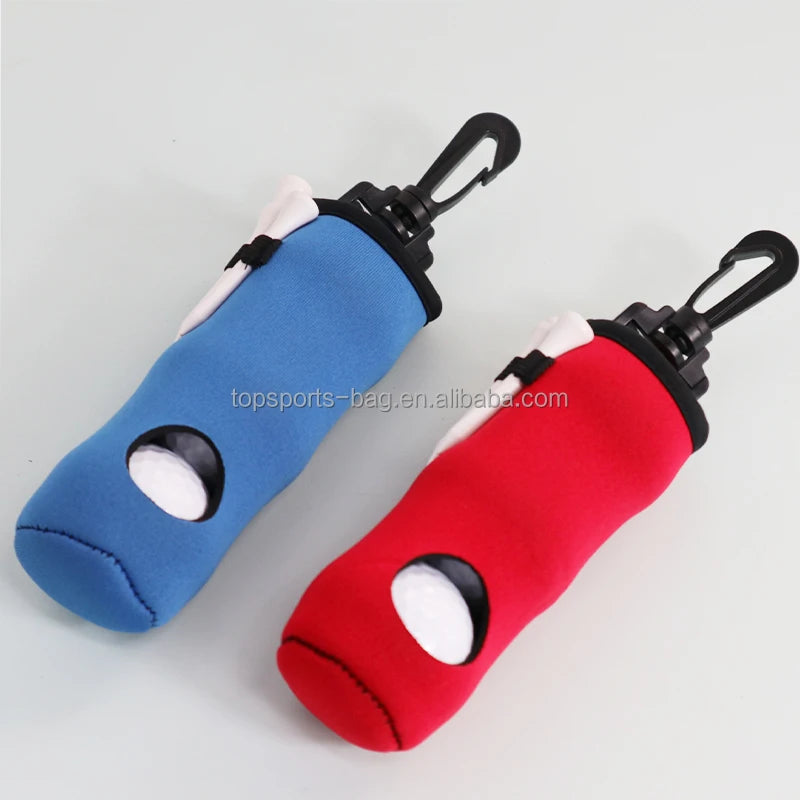 Portable 3 Golf Ball and Tee Holder Pouch Neoprene Golf Accessories Carrier Pouch Holder With Hook