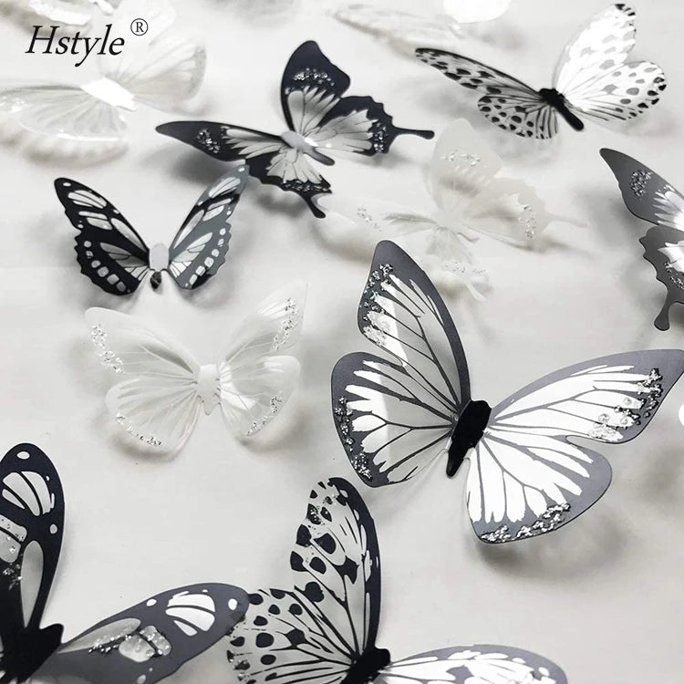 3D Colorful Crystal Butterfly Wall Sticker with Adhesive Art Decal Satin Paper Butterfly Baby Kids Bedroom Home DIY Decor SD134