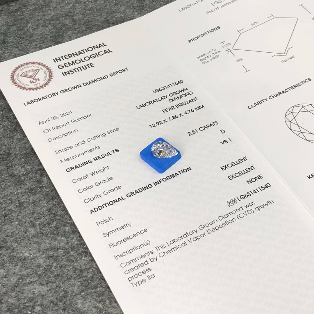 IGI  Certified 2.81ct  D VS1 Wholesale Lab Created Diamond CVD Lab Grown Diamond