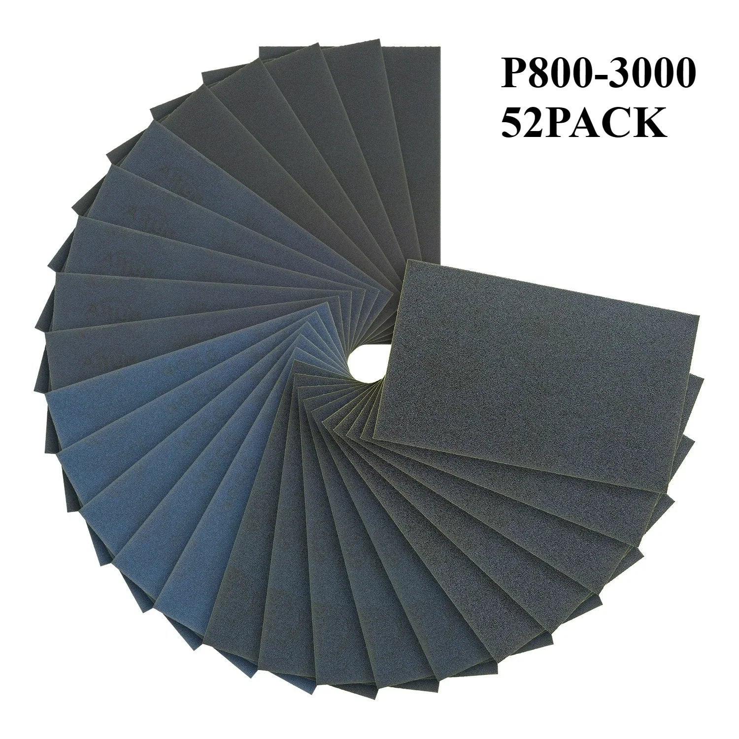 US Local Stock Ships in 24H Free Shipping USA 52PCS 9 X 5.5" Wet Dry Sandpaper Set Silicon Carbide Sander Sheets 80-3000 Grit
