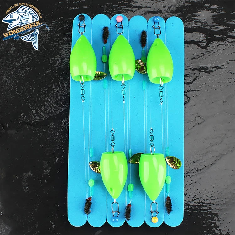 Popular Classic Melon Seeds Sequin Group Line  Baits Lures Set Oval Popping Cork Float for Rig of Fishing Bobber Floats