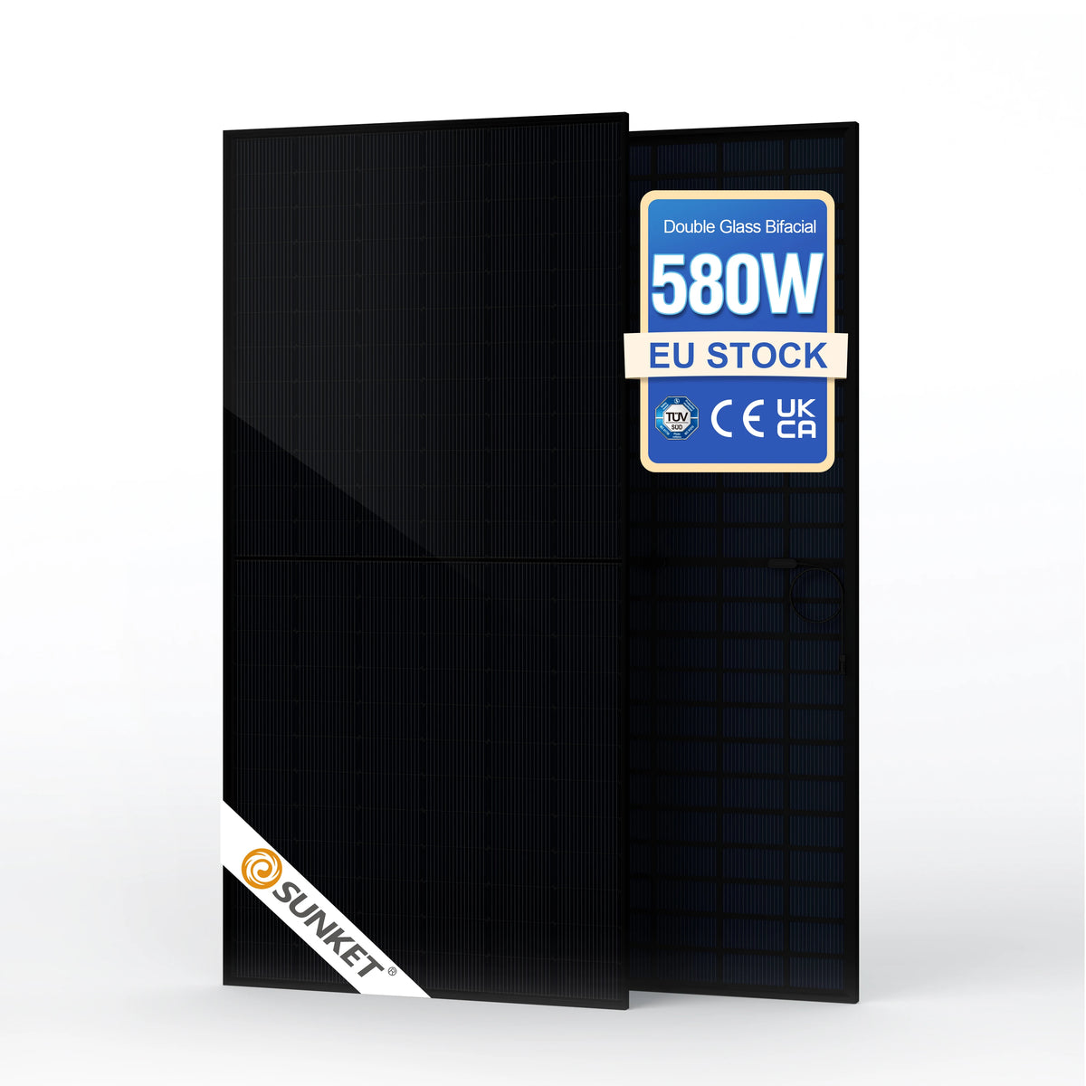 Sunket High Energy Performance 182mm 16BB 144Cells All Black Double Glass Bifacial TOPCon Mono Half Cell PV Module