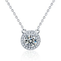 Hot Selling Moissanite Round 1 Carat Crystal Diamond Necklace 925 Sterling Silver Moissanite Chain Necklace Women Jewelry