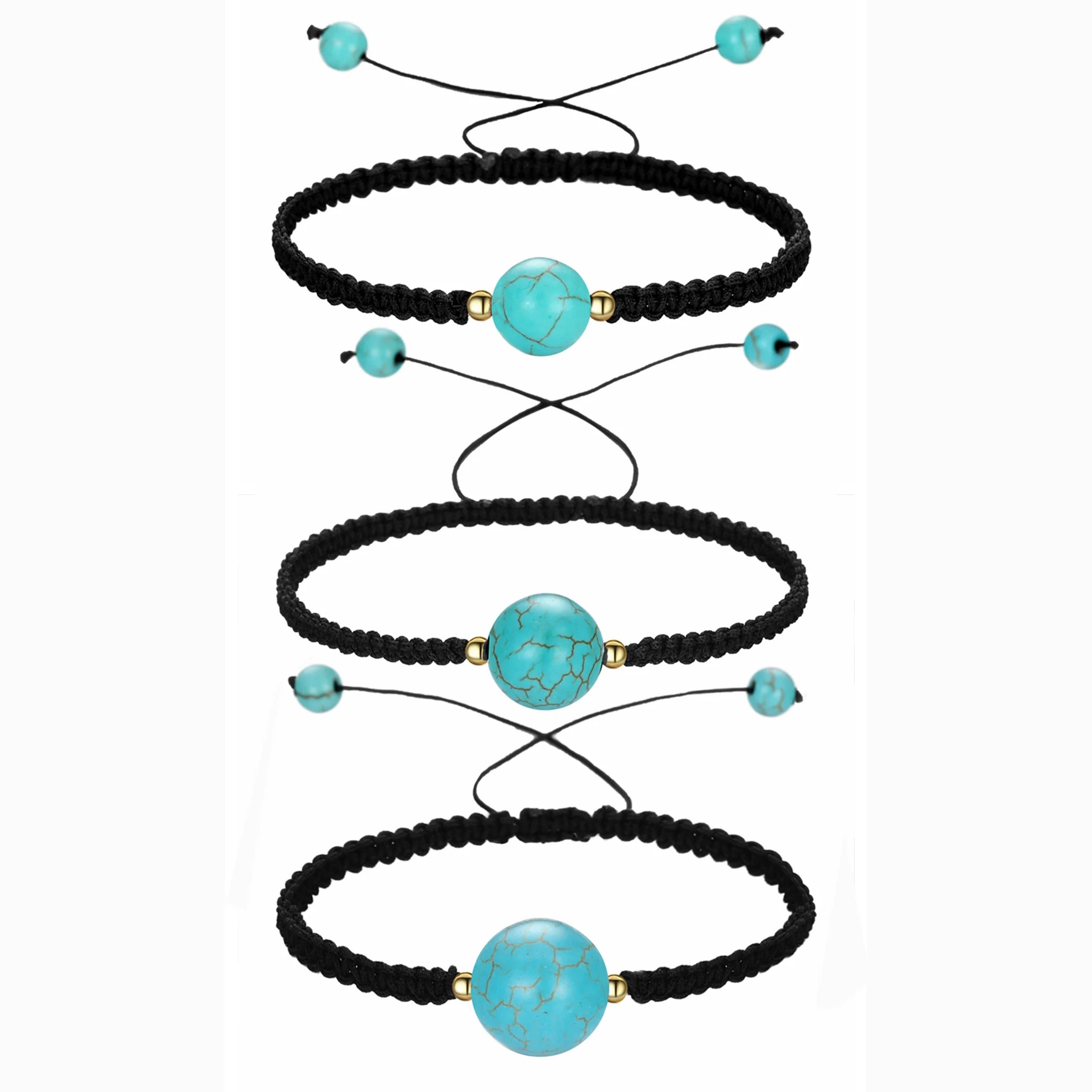 Natural Gemstone Strand Bracelet Ankle Bohemian Handmade Woven Friendship Chakra Yoga Best Friend Bangle 6/8/10/12/14mm