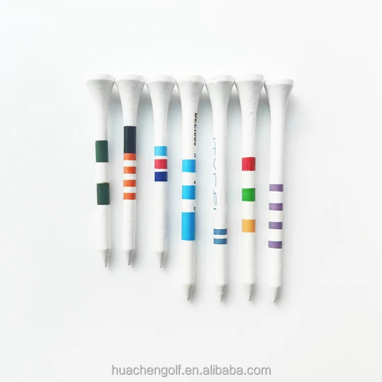 Customizable Biodegradable Golf Tees 70mm & 83mm Natural Bamboo Stripes Printed Huacheng Brand HC2102T Model