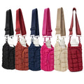 Custom Nylon Crossbody Puffer Handbag Water Bottle Carrier Sling Bag With Shoulder Adjustable Strap Card Pouch Phone Pocket