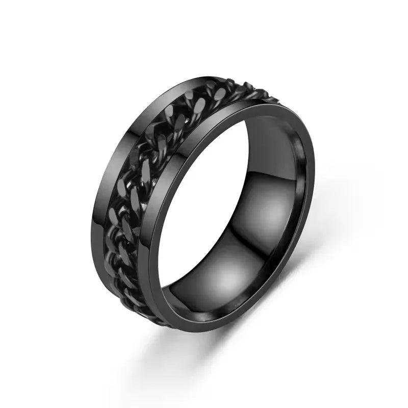 Stainless Steel Ring Multiple Sizes Crucifix Catholic Round Rings Ring Rotatable
