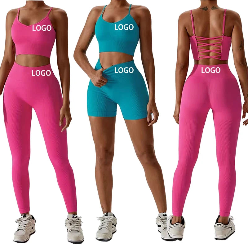 New Women Active Wear Fitness Yoga Wear Seamless Work Out Set Seamless Yoga Set for Women