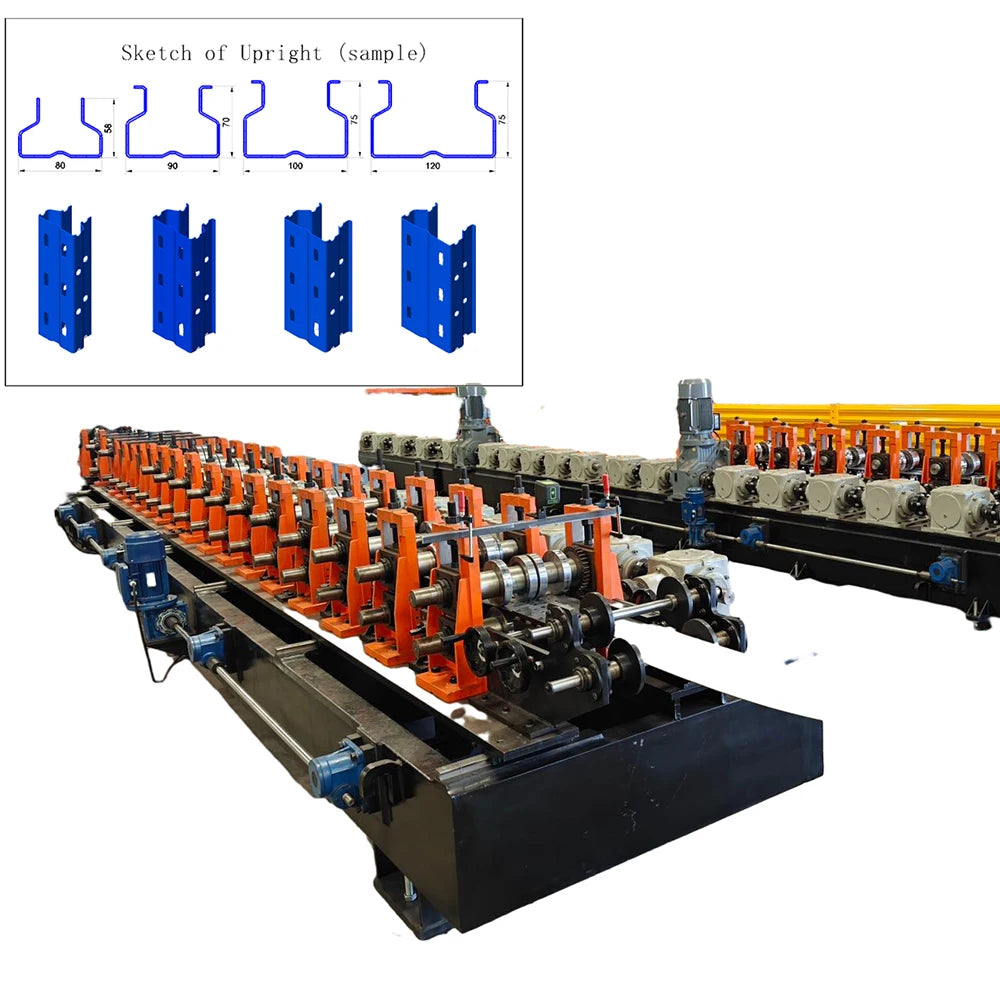 Shelf Storage Rack Beam Production Line PPGI Glazed Tile Automatic Control High Productivity Gear Motor Bearing