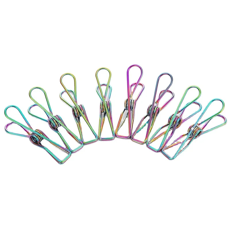 76mm 316 Stainless Steel Rainbow Color Clothes Pegs and Ocean Peg and Rose Gold Marine Grade Paper Card Printed Clothes Clip