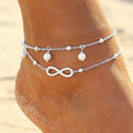 SC 2024 Summer Beach Foot Jewelry Creative Handmade Beaded Ankle Anklets Women Double Layers Infinity Pearl Anklets with Charms