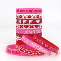 Heart Pattern Silicone Wristband Rubber Bracelet Customized Logo OEM Bulk Order Valentine Gift Daily Wear