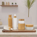 Cosmetic Packaging Bamboo Lid Transparent Bottle 15g 30g 50g 100g Round Jars with Screw Cap for Lotion and Creams