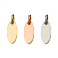 Hot Sale Custom Stainless Steel Metal Jewelry Geometric Oval Engraved Brand Logo Tags Charms Pendant Findings
