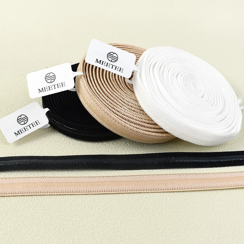 Meetee EB014 10mm Garment Rubber DIY Sewing Accessories FleshPink Thickened Silicone Non-Slip Tape Elastic Band Webbing Ribbon