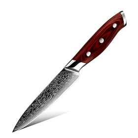 Grandsharp 5 Inch Japanese Damascus Steel Razor Sharp Blade Kitchen Utility Knife With Pakka Wood Handle