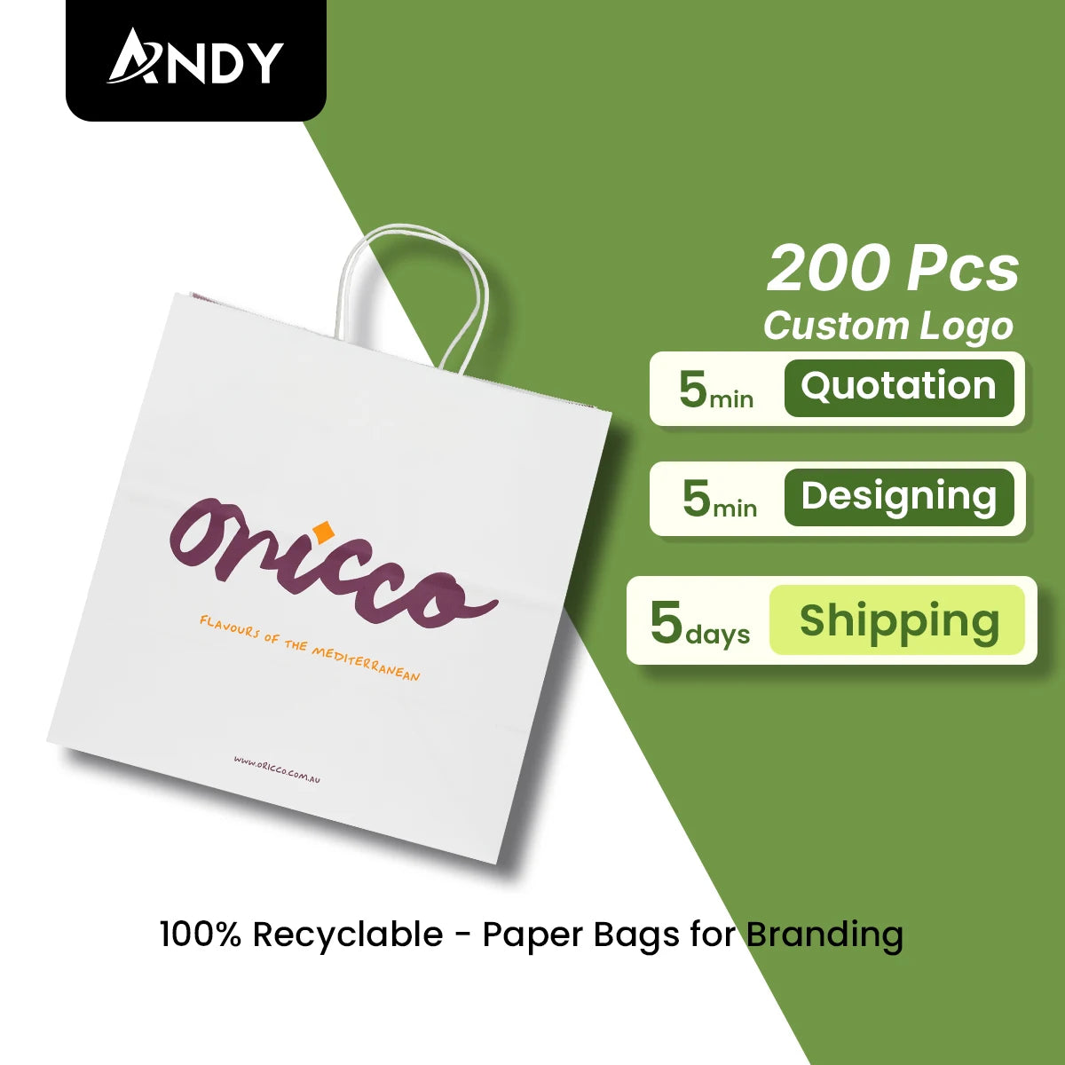 Customizable Eco-Friendly Brown Kraft Paper Bag Food Grade with Handles for Takeout Factory Direct Features Your Own Logo