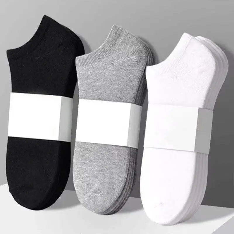 10Pairs/Lot Low Cut Men Socks Solid Color Black White Gray Breathable Sports Socks Male Short Socks Women Men
