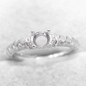 Semi Mount 5*5mm Sterling Silver Ring Empty Frame Blank Support Claw Setting S925 Base Holder Without Center Stone for DIY Inlay