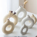 Contemporary INS Wind Round White Ceramic Vase Creative Crafts Flower Arrangement Christmas Decoration
