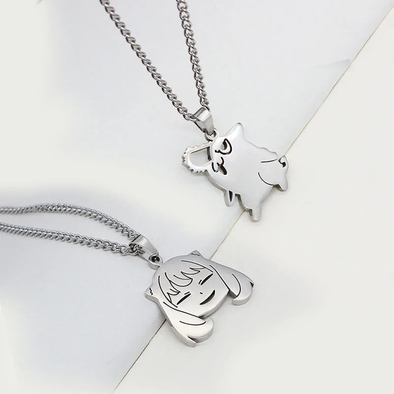Cartoon Stainless Steel Pendant Necklace JoJo Bizarre Adventure Chainsaws Character SPY FAMILY Necklace