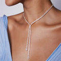 Fashion Simple Tassel Necklace Elegant and Luxurious Party Diamond-Encrusted Neck Chain Cross-border Accessories for Women