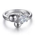 Unique Solitaire Rings Round Cut Ball  Rhodium Plated 925 Sterling Silver Engagement Wedding Ring Finger Ring