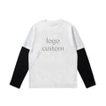 Custom Embroidery Printing Unisex Double Layer Long Sleeve T Shirt Men Casual Anti-Wrinkle Top
