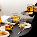 Luxury Delicate Gold Plated Creative Star Moon Shape Design Glass Coffee Tea Cup and Saucer Set 240ml Eco-Friendly