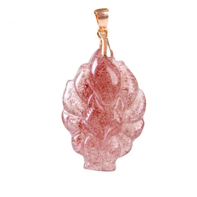 2020 Natural Strawberry Crystal Fox Pendant New Style Peach Pendant Fox Fairy Pendant Crystal Necklace Accessories