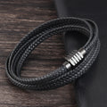 New Style Men Jewelry Stainless Steel Clasp Multi Genuine Leather Men Bracelet