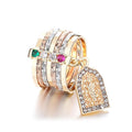 Fine Gold Colorful Plating White Waterproof Fashion Diamond Wide Brass Rings Jewelry for Women Wholesale