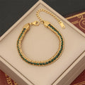 Elegant Colorful Diamond Stainless Steel Cuban Chain Adjustable Bracelet for Women-Wedding Anniversary Gift Party Jewelry