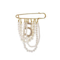 Luxury Pearl Tassel Number 5 Brooch Rhinestone Lapel Pin Brooch Rhinestone Jewelry Brooch Wholesale