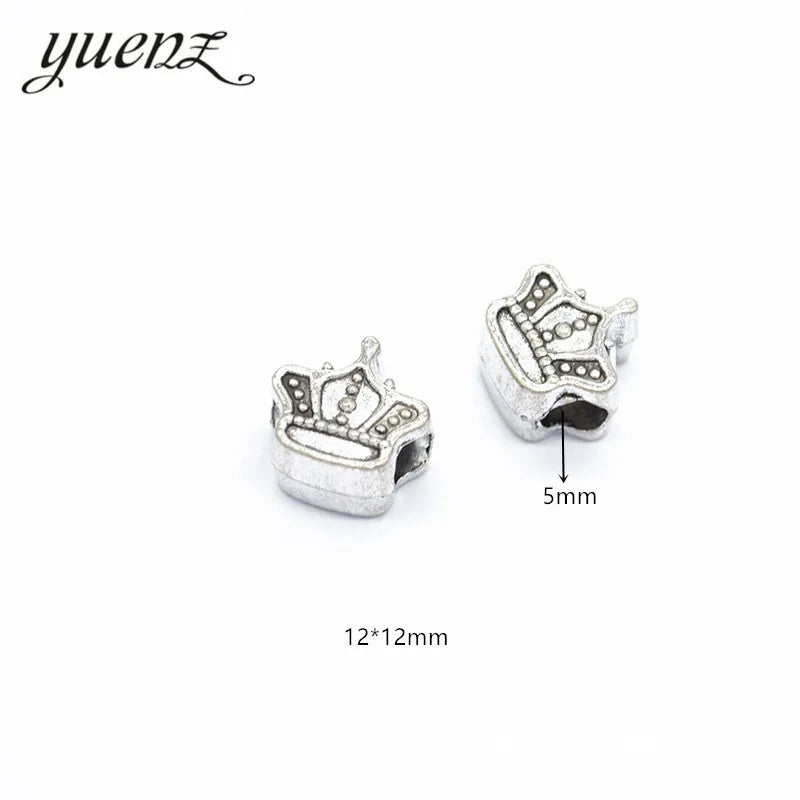 YuenZ Antique Silver Color Big Hole Crown Beads Spacers Beads Fit European Charm Jewelry Accessories DIY Findings R96