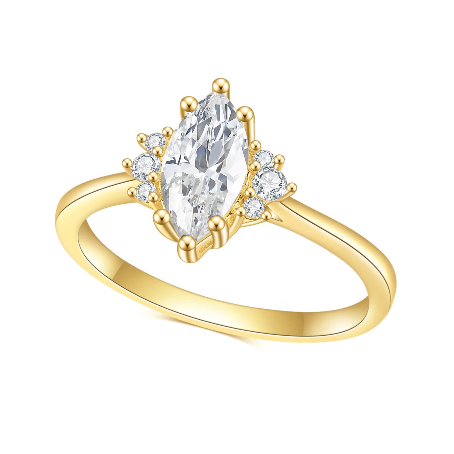 OL1026 Abiding Jewelry Wholesale High Quality White Cubic Zirconia Luxury 14K Gold Plated Sterling Silver Ring Bulk