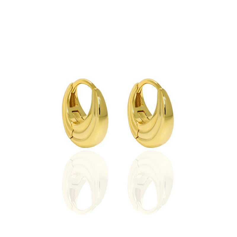WMEA694 S925 Sterling Silver Chunky Hoop Earrings High Polished Fine Hoop Earings