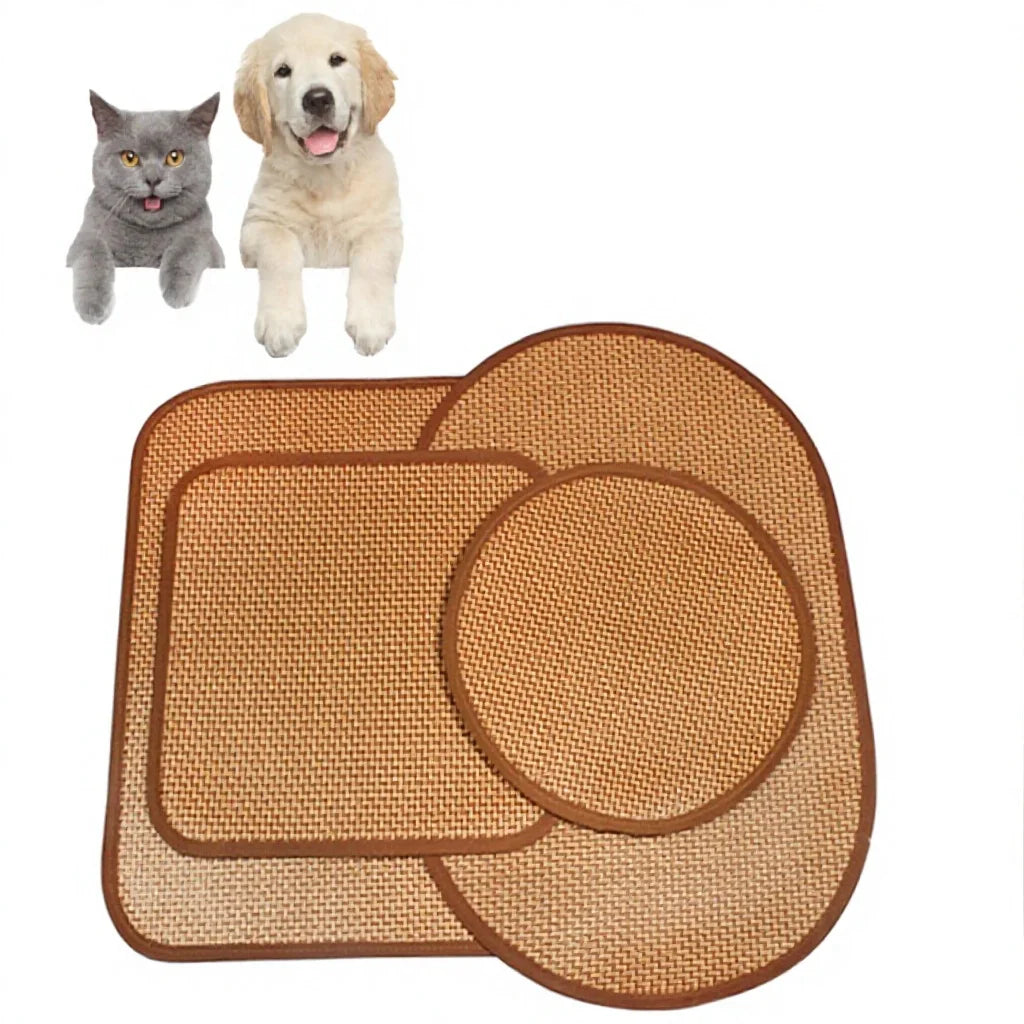 Summer Cooling Pet Bed Accessories Solid Pattern Breathable Bamboo Mat Cooling Dog Mat