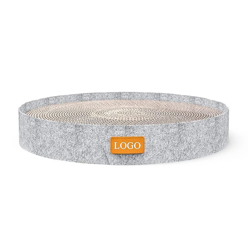 Custom Logo Eco-Friendly Cat Scratcher Scratching Toy Pad Felt Edge Cover Corrugated Board 40x40x9cm Scratch Board