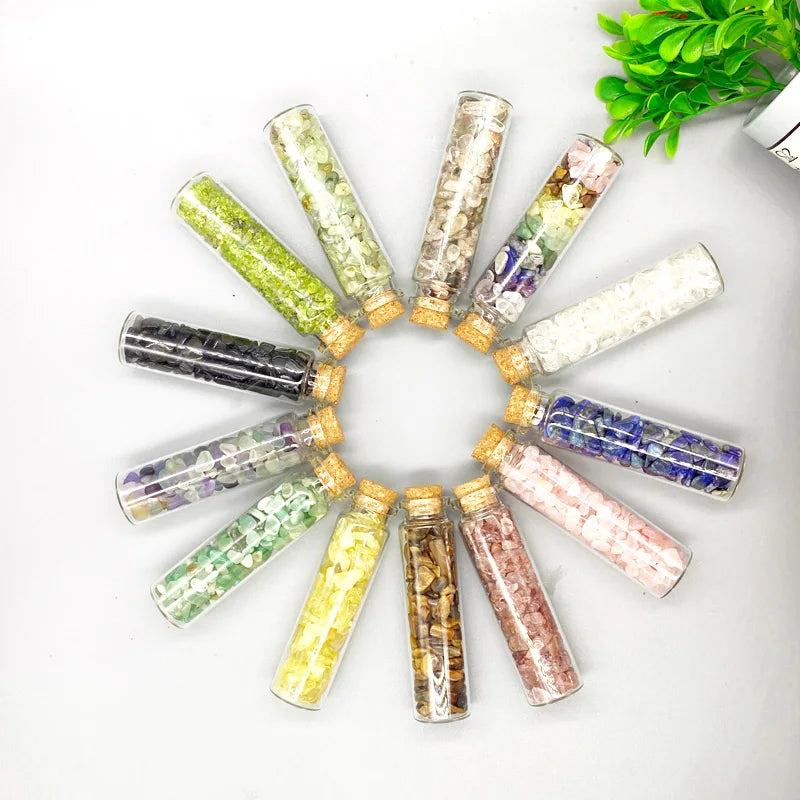 Wholesale Natural Rose Quartz Chips Healing Tumbled Stones Citrine Wishing Bottle Crystal Chips Set for Gift Box