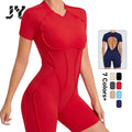 JY New One Pieces Suit  Fitness Red Backless Jumpsuit Sexy Lightweight Elastic Shorts Women's Jeans Jumpsuit