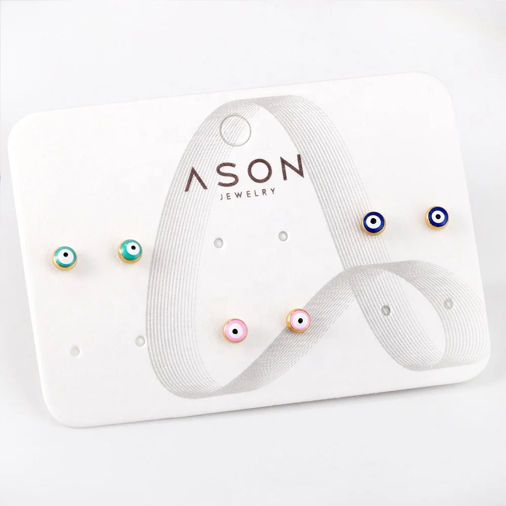 Cute Stainless Steel 18K Gold Plated Nickel-Free Lead-Free Wedding Party Gift Custom Stud Earrings Set with Eyelets Design